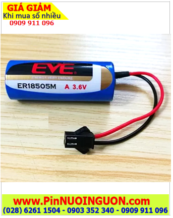 EVE ER18505M (ZẮC CẮM ĐEN OTC), Pin nuôi nguồn PLC EVE ER18505 lithium 3.6V 3650mAh 